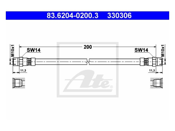 Fren Hortumu E30 E34 Arka (222mm) ATE_83620402003 ATE