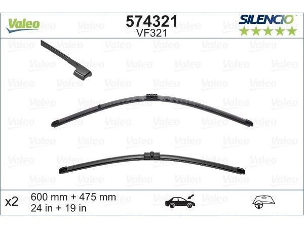 Silecek E90 Ön (Set) 60/47.5cm  VAL_574321 VALEO