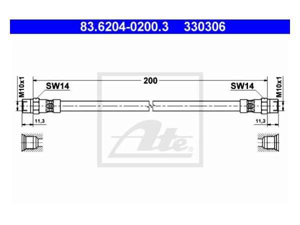 Fren Hortumu E30 E34 Arka (222mm) ATE_83620402003 ATE