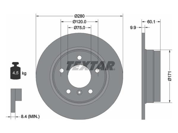 Fren Diski E36 E46 Arka Düz 316328i; 316/318i TEX_92055703 TEXTAR