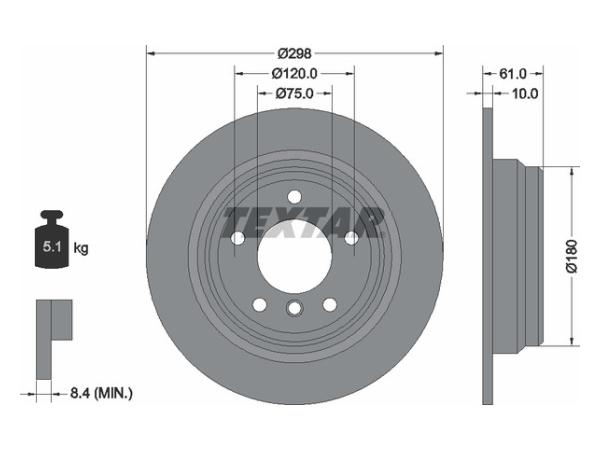 Fren Diski E39 Arka Düz 520/523i 520/525td TEX_92076603 TEXTAR