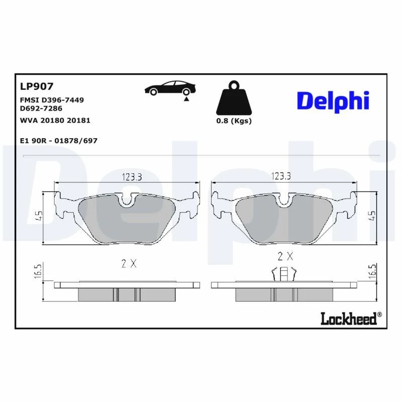 BMW E36 E46 E85 E86 Fren Balatası Arka DELPHI LP907