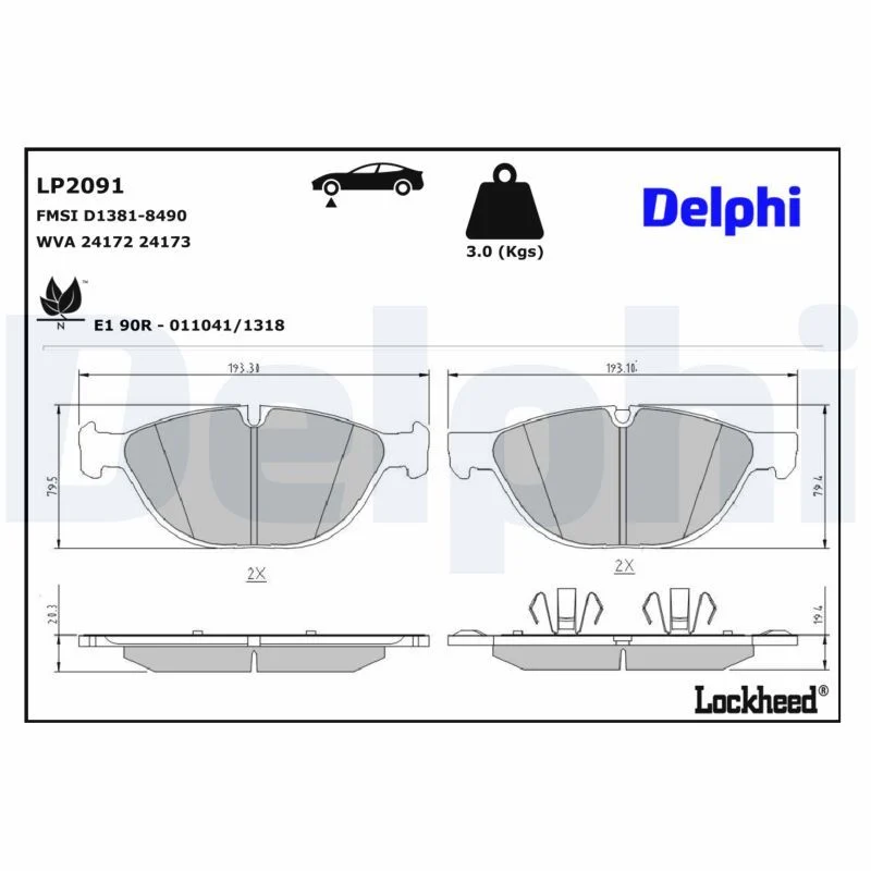 BMW E70 E71 E72 F15 F85 Fren Balatası Ön DELPHI LP2091