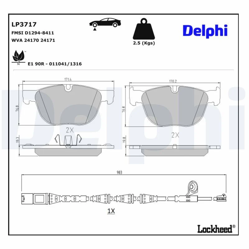 BMW E70 E71 E72 F15 F85 Fren Balatası Ön DELPHI LP3717