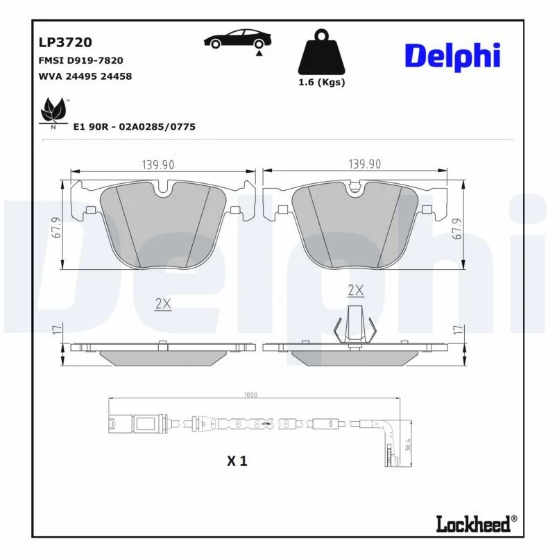 BMW E71 E72 Fren Balatası Arka DELPHI LP3720