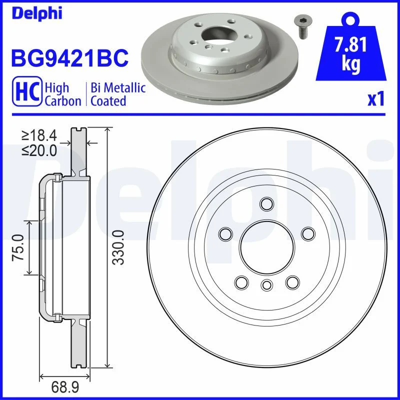BMW F10 F11 Fren Diski Arka DELPHI BG9421BC