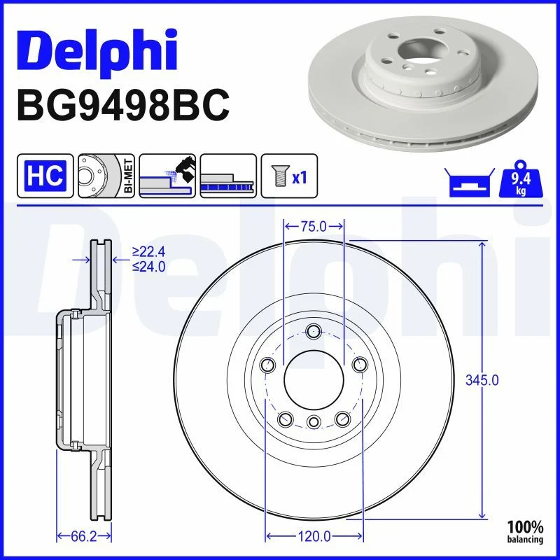 BMW F20 F21 F22 F23 F30 F31 Fren Diski Arka DELPHI BG9498BC