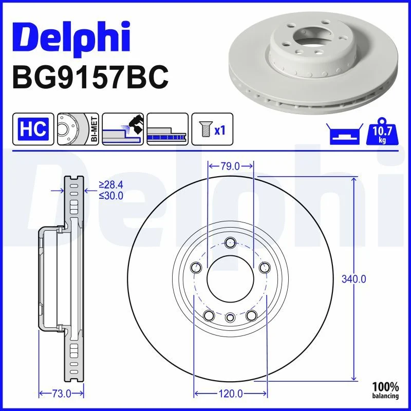 BMW F20 F21 F22 F23 F30 F31 Fren Diski Ön DELPHI BG9157BC