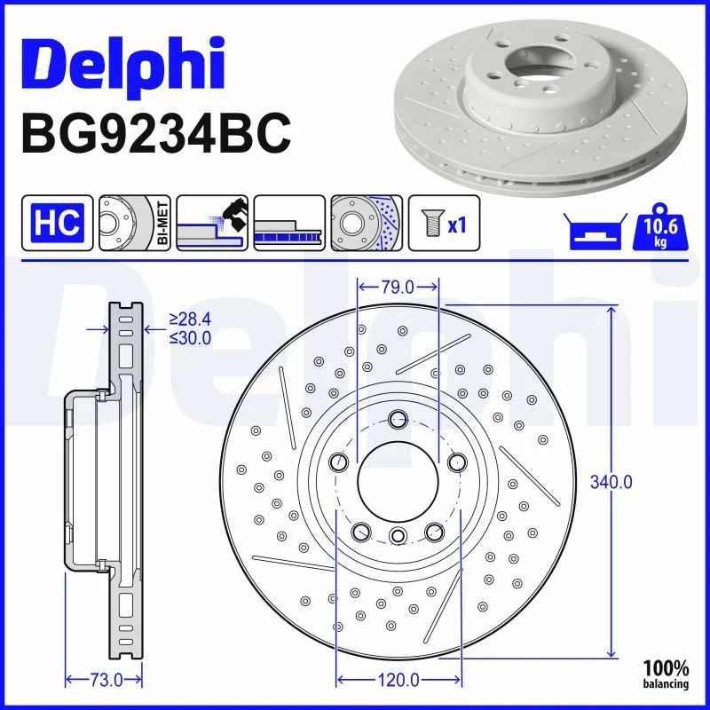 BMW F20 F21 F22 F23 F30 F31 Fren Diski Ön DELPHI BG9234BC