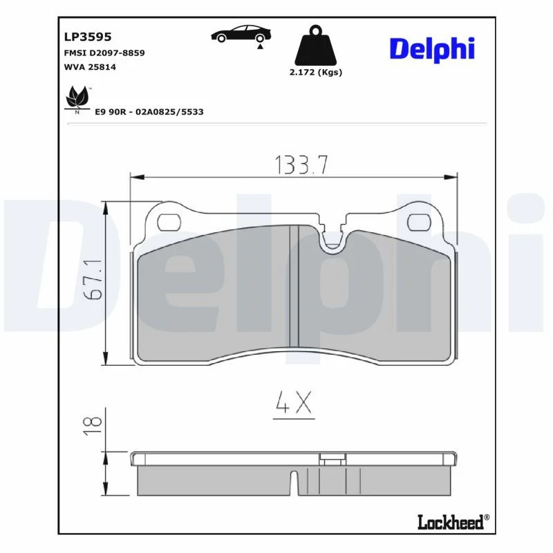 BMW F22 F32 F82 F87 Fren Balatası Arka DELPHI LP3595