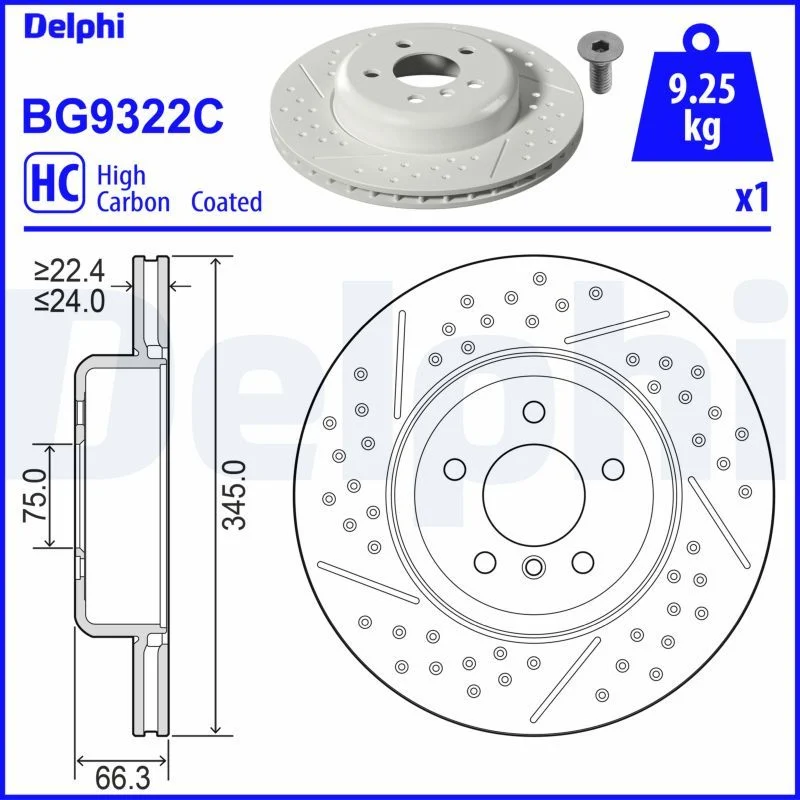 BMW F30 F31 F32 F33 F34 F36 Fren Diski Arka DELPHI BG9322C
