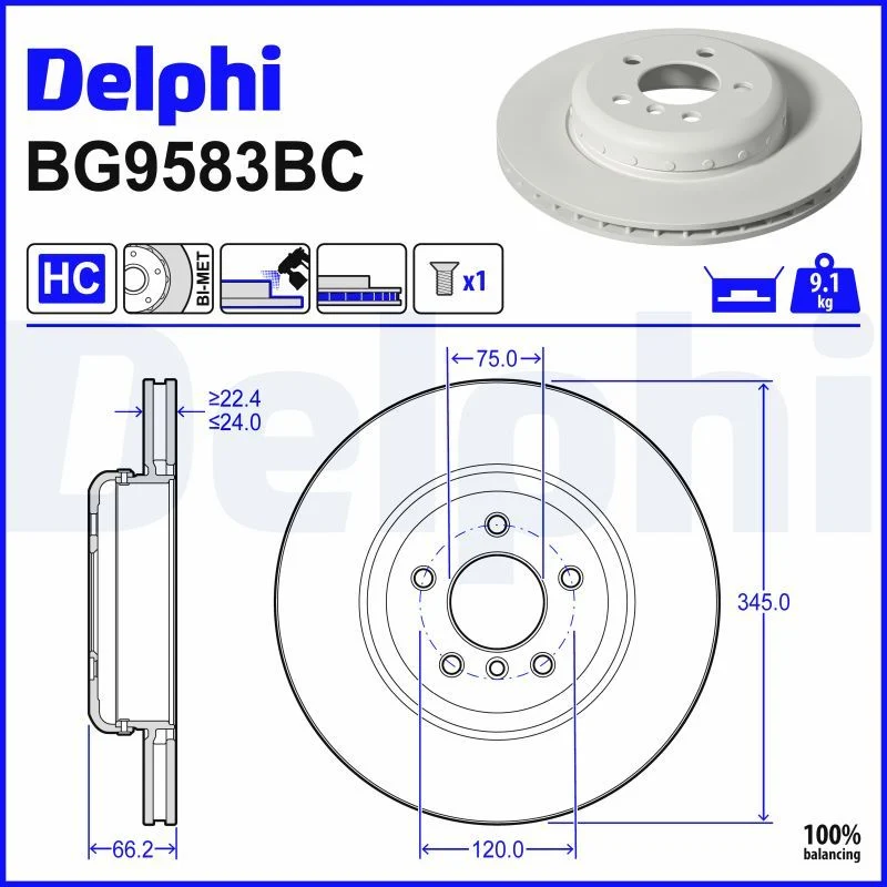 BMW F30 F31 F32 F33 F34 F36 Fren Diski Arka DELPHI BG9583BC