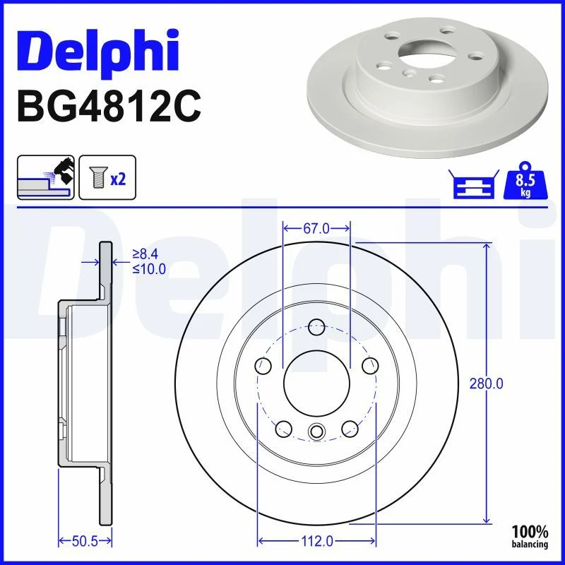 BMW F39 F40 F44 F45 F46 F48 Fren Diski Arka DELPHI BG4812C