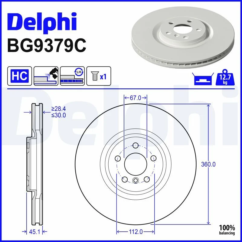 BMW F39 F40 F44 F48 F54 F56 Fren Diski Ön DELPHI BG9379C