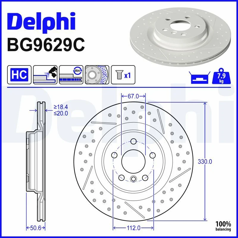 BMW F40 F44 Fren Diski Arka DELPHI BG9629C