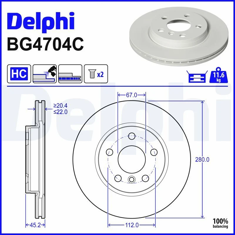 BMW F45 F54 F55 F56 F57 Fren Diski Ön DELPHI BG4704C