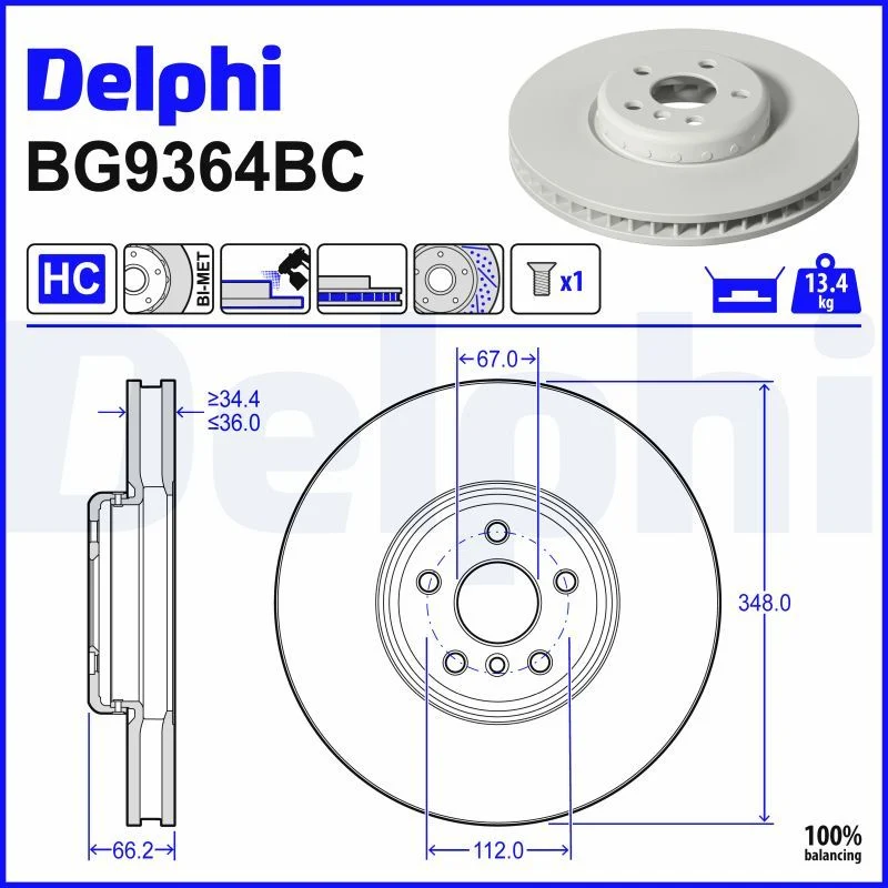 BMW F90 F91 F92 F93 F95 F96 Fren Diski Ön DELPHI BG9364BC