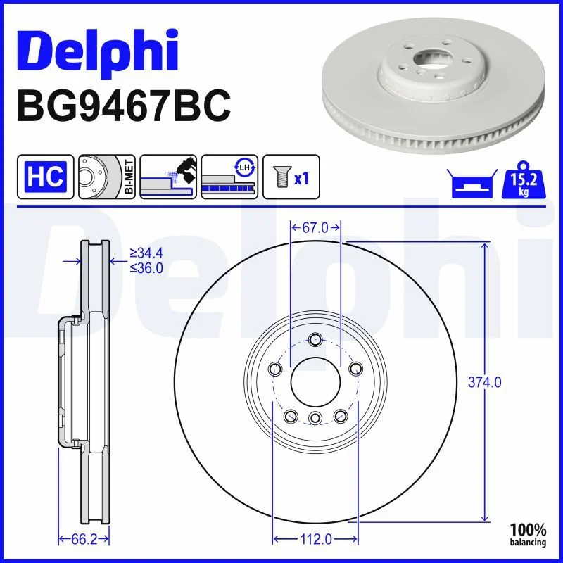 BMW F90 F91 F92 F93 F95 F96 Fren Diski Ön DELPHI BG9467BC