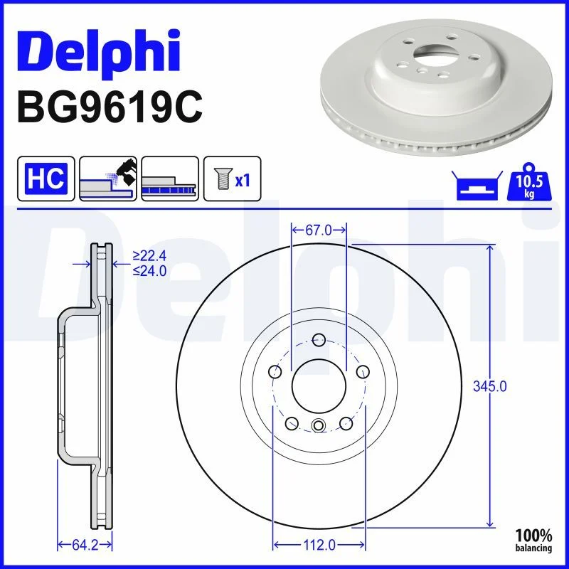 BMW F90 F91 F92 F93 F95 F97 Fren Diski Arka DELPHI BG9619C