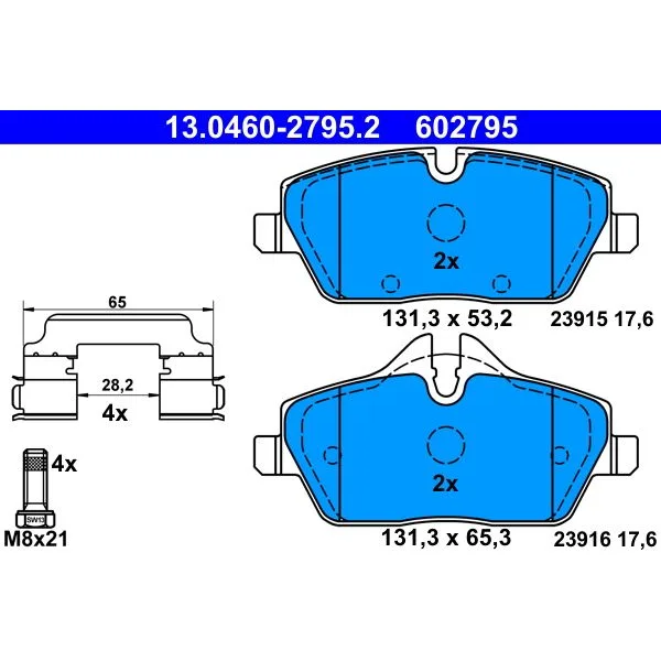 BMW F45 F54 F55 F56… Fren Balatası 34106863292 13.0460-2795.2 ATE - BMW yedek parça
