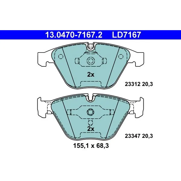 BMW E60 E61 E63 E64… Fren Balatası 34112283865 13.0470-7167.2 ATE - BMW yedek parça
