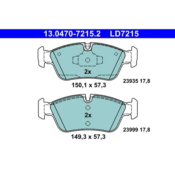 BMW E81 E87 E90 Fren Balatası 34116769951 13.0470-7215.2 ATE - BMW yedek parça