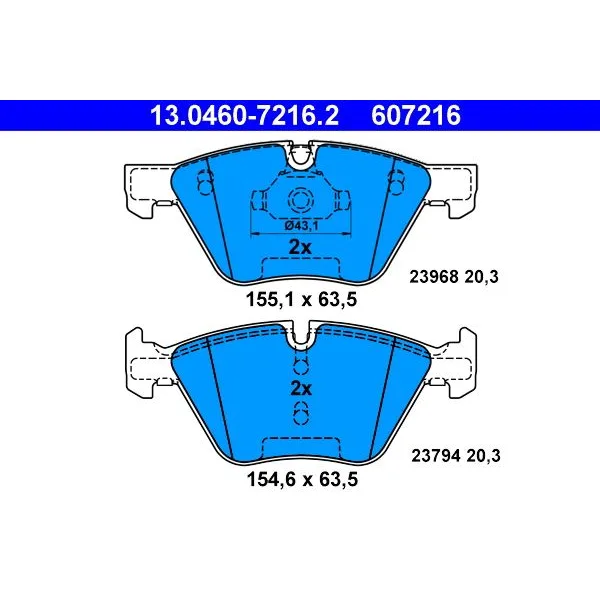 BMW E84 E89 E90 E91… Fren Balatası 34116771868 13.0460-7216.2 ATE - BMW yedek parça