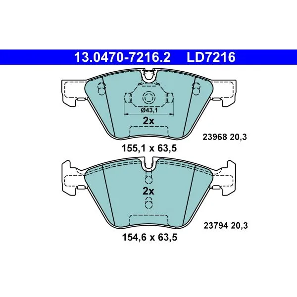 BMW E84 E89 E90 E91… Fren Balatası 34116771868 13.0470-7216.2 ATE - BMW yedek parça