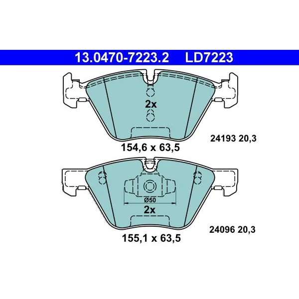 BMW E81 E82 E87 E88… Fren Balatası 34116771972 13.0470-7223.2 ATE - BMW yedek parça