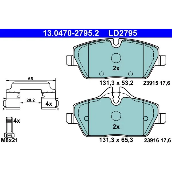 BMW F45 F54 F55 F56… Fren Balatası 34116860016 13.0470-2795.2 ATE - BMW yedek parça