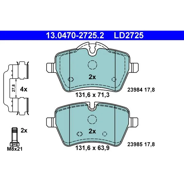 BMW R50 R52 R53 R55… Fren Balatası 34119804735 13.0470-2725.2 ATE - BMW yedek parça