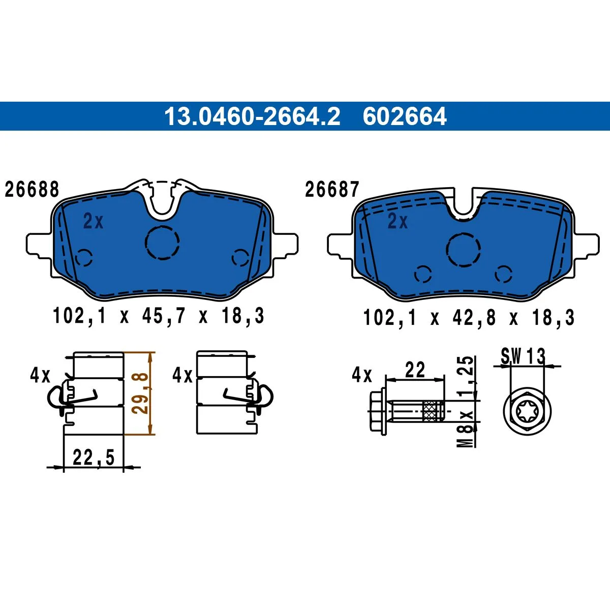 BMW Fren Balatası 34208834998 13.0460-2664.2 ATE - BMW yedek parça