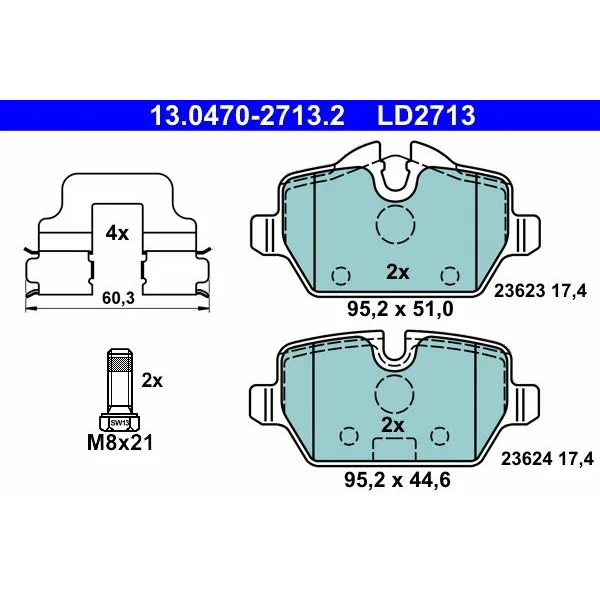 BMW E81 E87 E90 E92… Fren Balatası 34216767145 13.0470-2713.2 ATE - BMW yedek parça