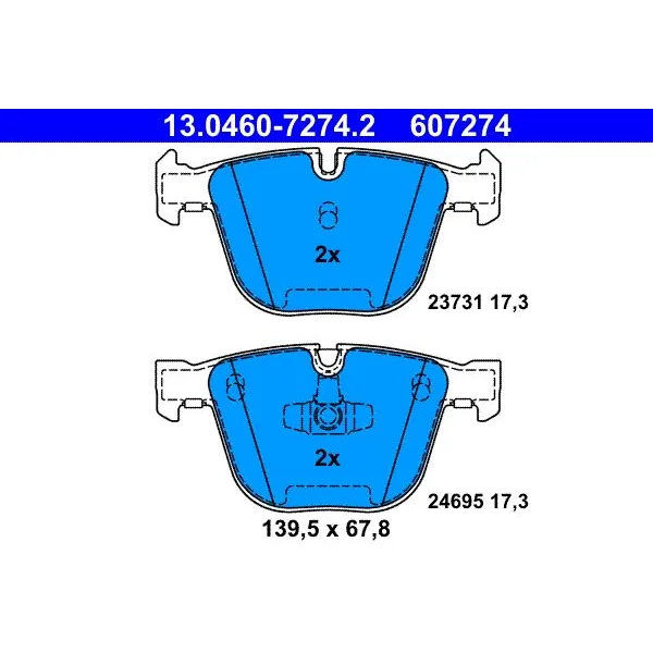 BMW F01 F02 F04 F07 Fren Balatası 34216775342 13.0460-7274.2 ATE - BMW yedek parça