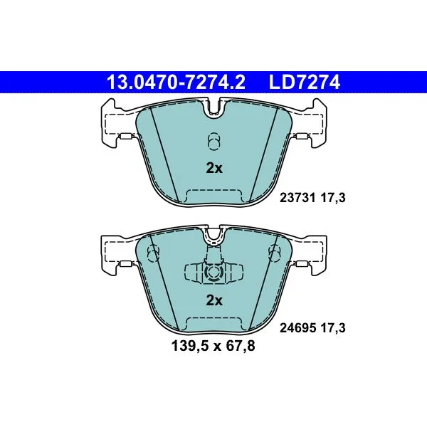 BMW F01 F02 F04 F07 Fren Balatası 34216775342 13.0470-7274.2 ATE - BMW yedek parça