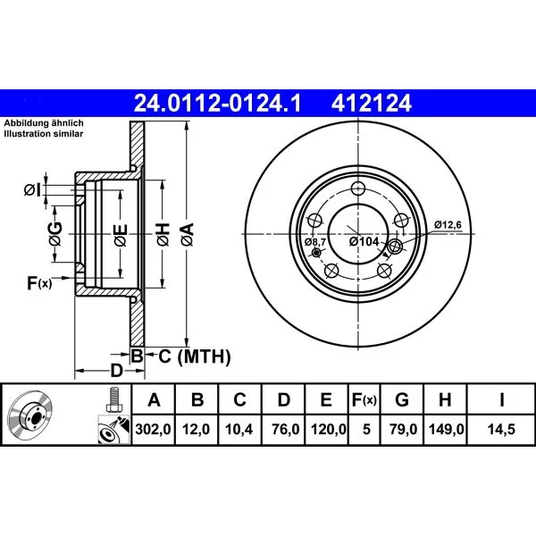 BMW 5 Serisi E34 Fren Diski 34111158042 24.0112-0124.1 ATE - BMW yedek parça