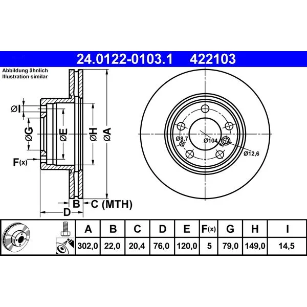 BMW E32 E34 Fren Diski 34111159897 24.0122-0103.1 ATE - BMW yedek parça