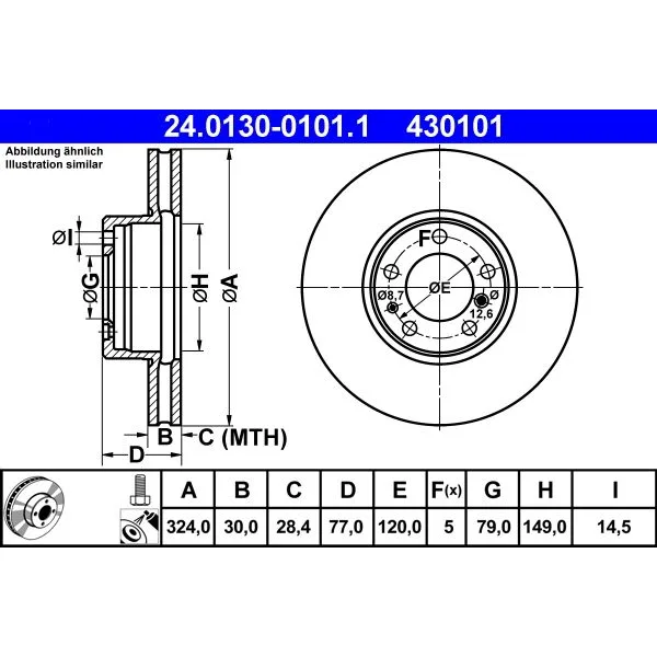 BMW E31 E32 E38 E39 Fren Diski 34111159916 24.0130-0101.1 ATE - BMW yedek parça