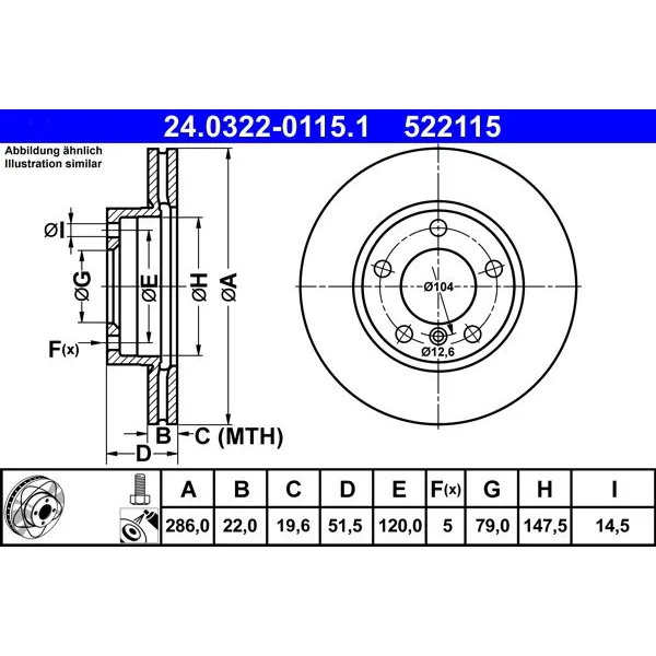 BMW E36 E46 E85 Fren Diski 34111160674 24.0322-0115.1 ATE - BMW yedek parça