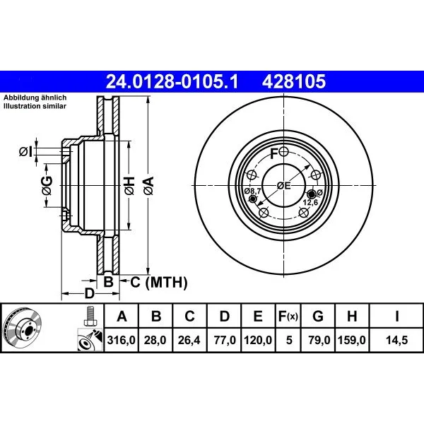 BMW 7 Serisi E38 Fren Diski 34111162093 24.0128-0105.1 ATE - BMW yedek parça