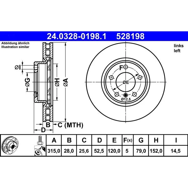 BMW 3 Serisi E36 Fren Diski 34112227171 24.0328-0198.1 ATE - BMW yedek parça