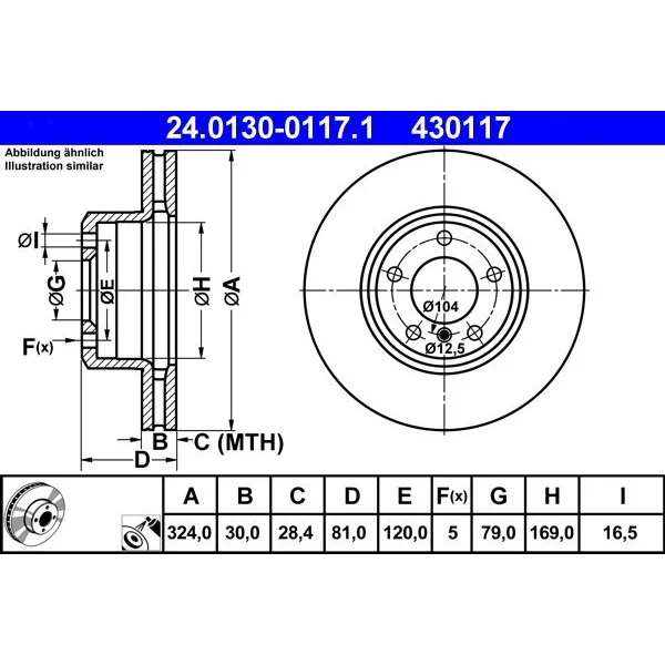 BMW 7 Serisi E65 E66 Fren Diski 34116750265 24.0130-0117.1 ATE - BMW yedek parça