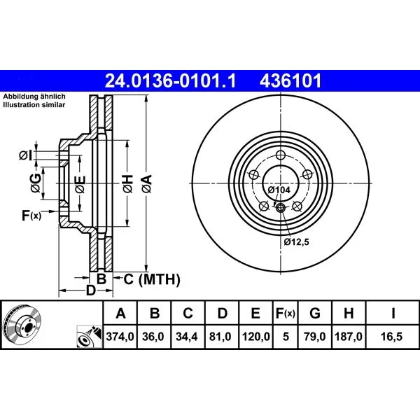 BMW 7 Serisi E65 E66 Fren Diski 34116753091 24.0136-0101.1 ATE - BMW yedek parça