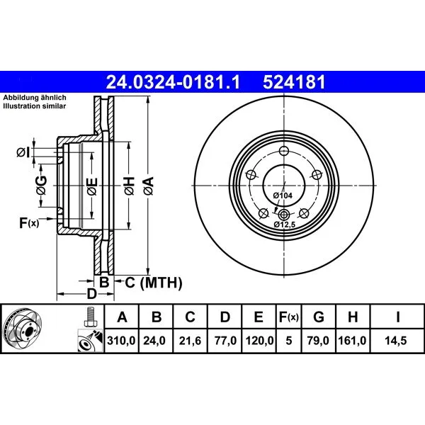 BMW 5 Serisi E60 E61 Fren Diski 34116764021 24.0324-0181.1 ATE - BMW yedek parça