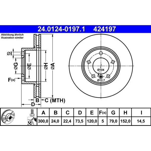 BMW E81 E82 E87 E88… Fren Diski 34116764643 24.0124-0197.1 ATE - BMW yedek parça