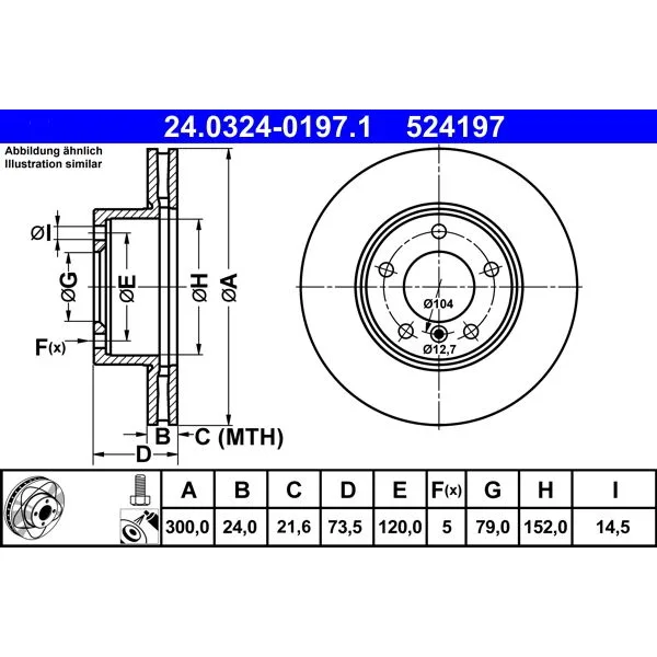 BMW E81 E82 E87 E88… Fren Diski 34116764643 24.0324-0197.1 ATE - BMW yedek parça