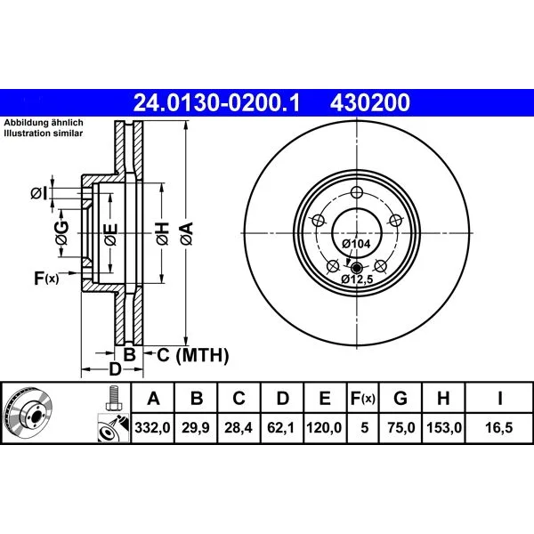 BMW E70 E71 E72 F15… Fren Diski 34116771985 24.0130-0200.1 ATE - BMW yedek parça