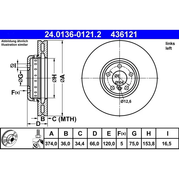 BMW F01 F02 F04 F07 Fren Diski 34116783777 24.0136-0121.2 ATE - BMW yedek parça