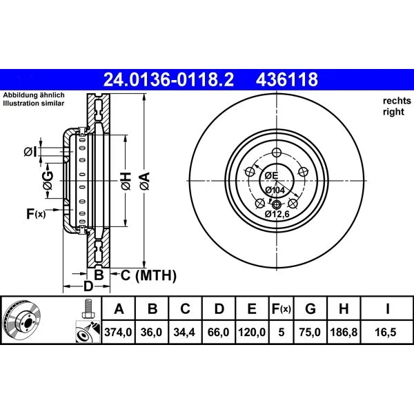 BMW F01 F02 F04 F06… Fren Diski 34116785676 24.0136-0118.2 ATE - BMW yedek parça