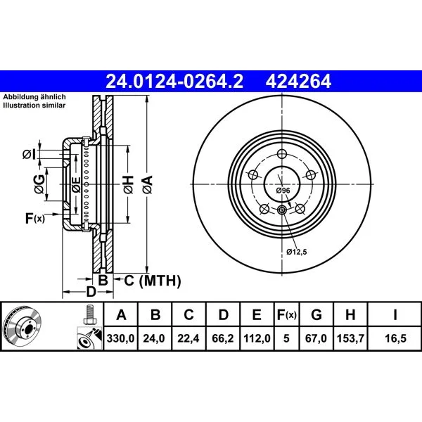 BMW F90 F97 F98 G01… Fren Diski 34116860907 24.0124-0264.2 ATE - BMW yedek parça